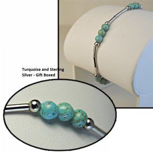 Turquoise and Sterling Silver Bead Bracelet NWT